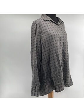 Standard Grace star print button down shirt starry ruffle detail astrology sz lg
